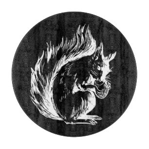 Schwarz-Weiß-Eichhörnchen-Kunst Schneidebrett