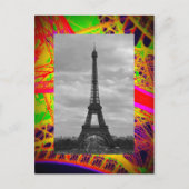 Schwarz-Weiß-Eiffel auf farbenfrohen Eiffeleisen Postkarte (Vorderseite)