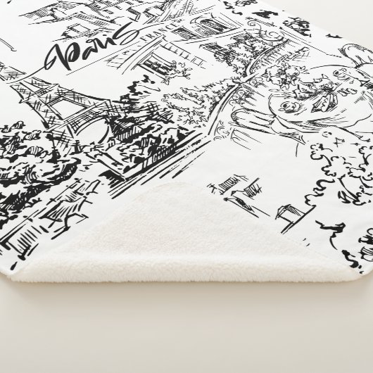 Schwarz-Weiß-Eiffel Paris Toile Sherpadecke (3/4)
