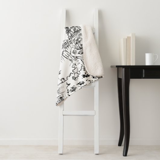 Schwarz-Weiß-Eiffel Paris Toile Sherpadecke (Beispiel)