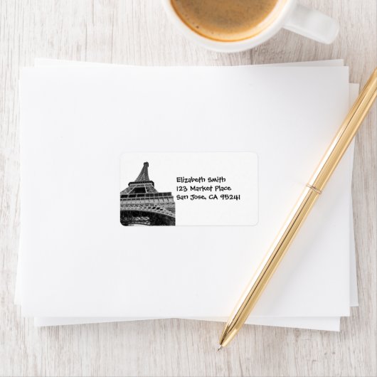 Schwarz-Weiß-Eiffelturm Adressaufkleber (Insitu)