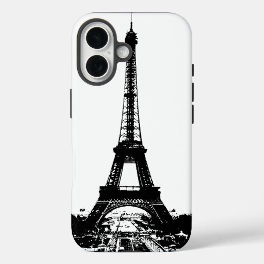 Schwarz-Weiß-Eiffelturm Case-Mate iPhone Hülle (Rückseite)