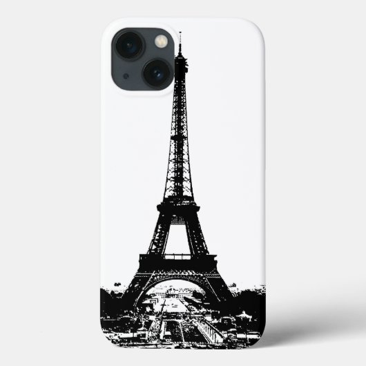 Schwarz-Weiß-Eiffelturm Case-Mate iPhone Hülle (Rückseite)