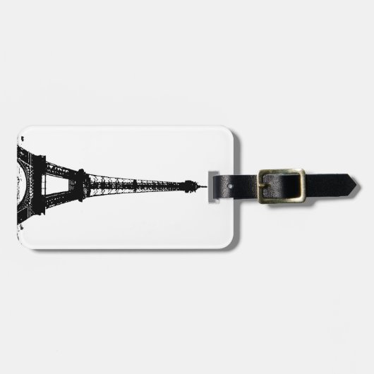 Schwarz-Weiß-Eiffelturm Gepäckanhänger (Vorderseite horizontal)
