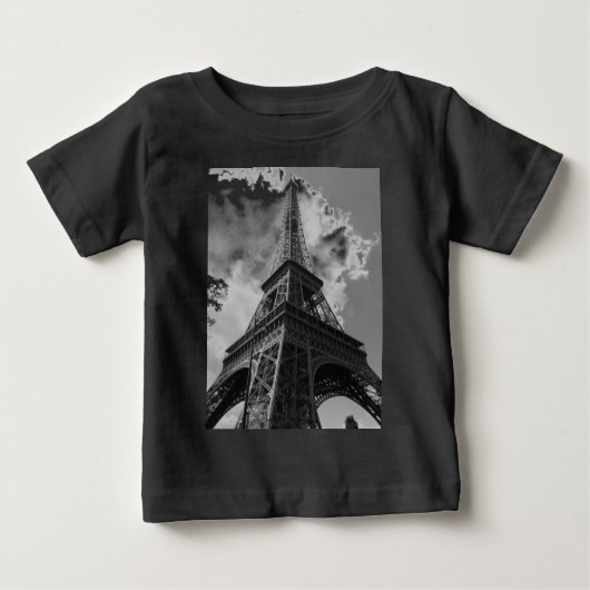 Schwarz-Weiß-Eiffelturm in Paris Baby T-shirt (Vorderseite)