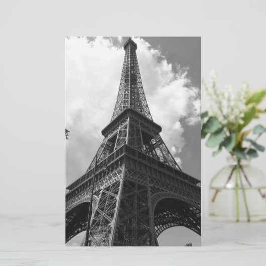 Schwarz-Weiß-Eiffelturm in Paris Briefpapier (Stehend Vorderseite)