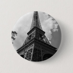 Schwarz-Weiß-Eiffelturm in Paris Button