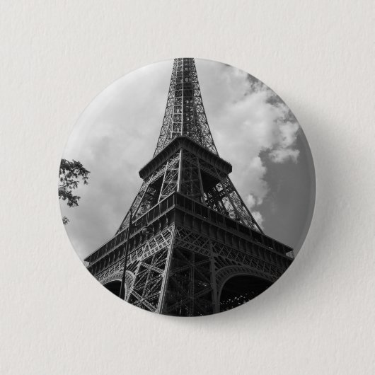 Schwarz-Weiß-Eiffelturm in Paris Button (Vorderseite)