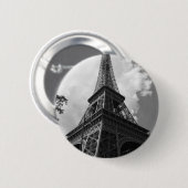 Schwarz-Weiß-Eiffelturm in Paris Button (Vorne & Hinten)