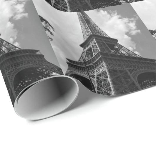 Schwarz-Weiß-Eiffelturm in Paris Geschenkpapier (Rolleneckpunkt)
