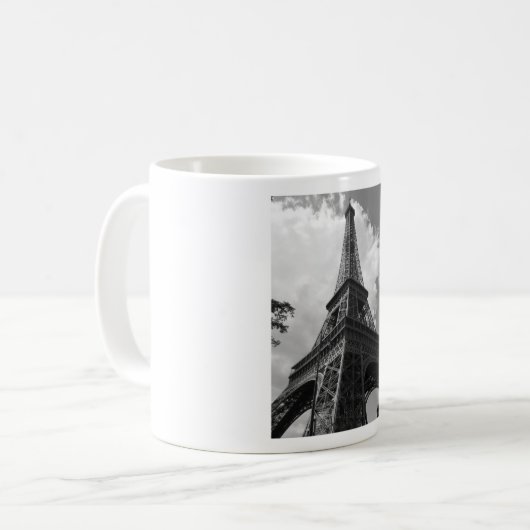 Schwarz-Weiß-Eiffelturm in Paris Kaffeetasse (Vorderseite Links)