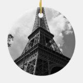 Schwarz-Weiß-Eiffelturm in Paris Keramik Ornament (Hinten)