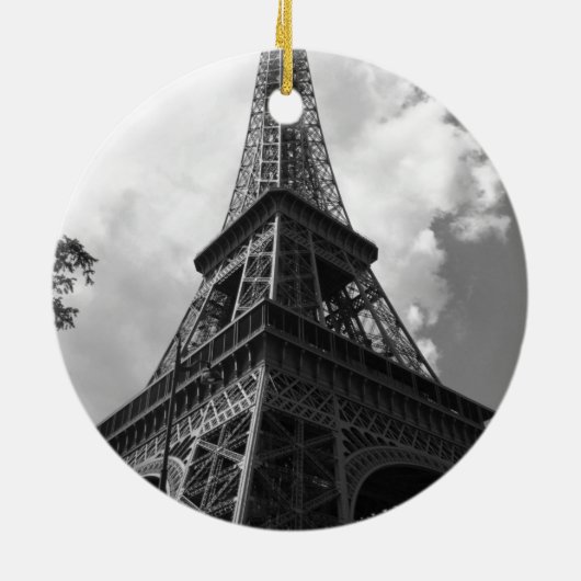 Schwarz-Weiß-Eiffelturm in Paris Keramik Ornament (Hinten)