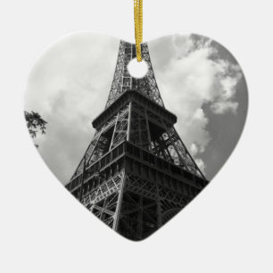 Schwarz-Weiß-Eiffelturm in Paris Keramik Ornament