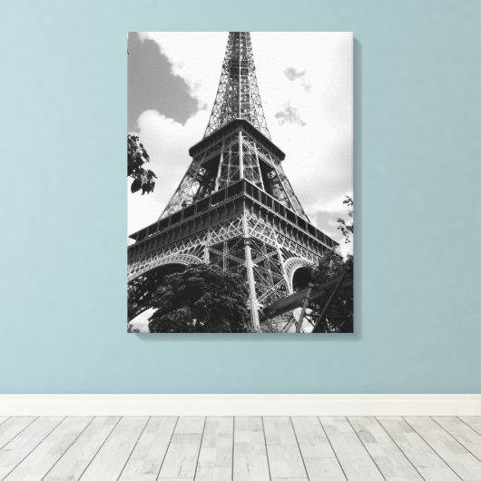 Schwarz-Weiß-Eiffelturm in Paris Leinwanddruck (Insitu (Holzboden))