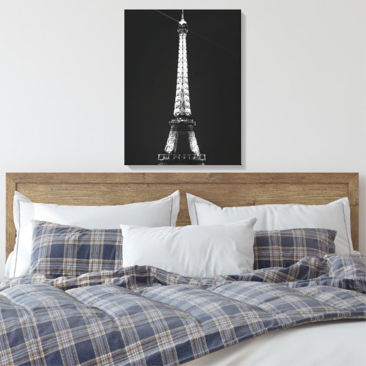 Schwarz-Weiß-Eiffelturm in Paris Nacht Leinwanddruck (Insitu (Schlafzimmer))