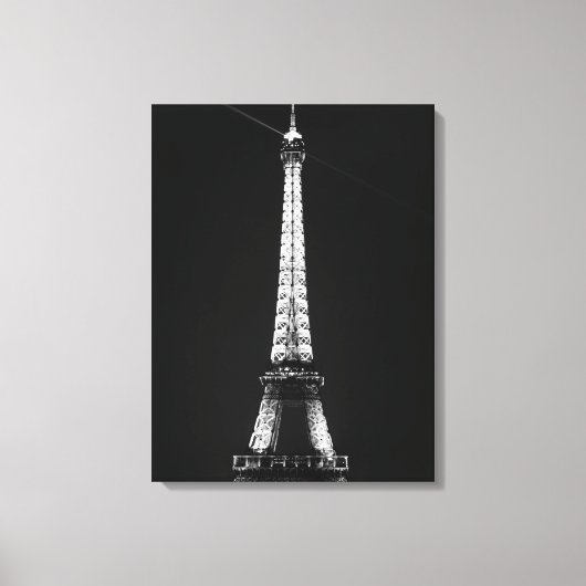 Schwarz-Weiß-Eiffelturm in Paris Nacht Leinwanddruck (Vorderseite)
