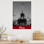 Schwarz-Weiß-Eiffelturm in Paris Nacht Poster (Küche)