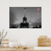 Schwarz-Weiß-Eiffelturm in Paris Nacht Poster (Küche)