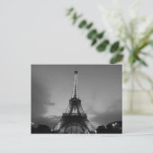 Schwarz-Weiß-Eiffelturm in Paris Nacht Postkarte (Stehend Vorderseite)