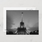 Schwarz-Weiß-Eiffelturm in Paris Nacht Postkarte (Vorne/Hinten)