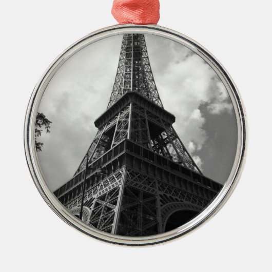 Schwarz-Weiß-Eiffelturm in Paris Ornament Aus Metall (Vorne)