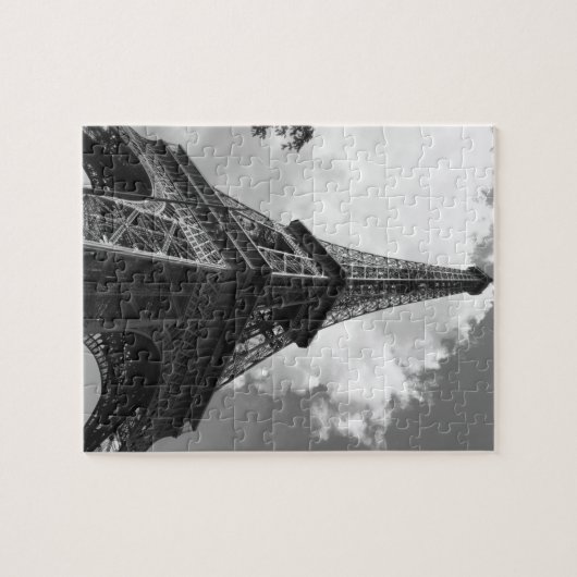 Schwarz-Weiß-Eiffelturm in Paris Puzzle (Horizontal)