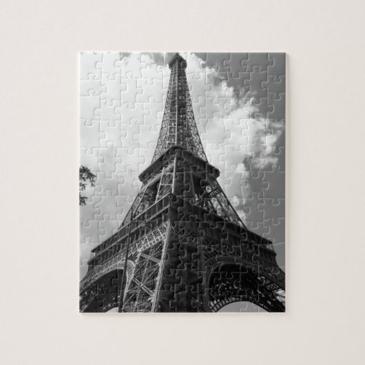 Schwarz-Weiß-Eiffelturm in Paris Puzzle (Vertikal)