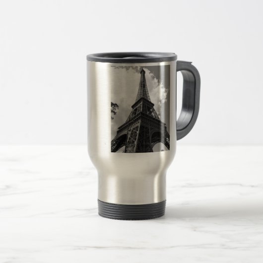 Schwarz-Weiß-Eiffelturm in Paris Reisebecher (VorderseiteRechts)