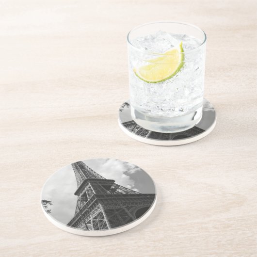 Schwarz-Weiß-Eiffelturm in Paris Sandstein Untersetzer (Seite)