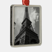 Schwarz-Weiß-Eiffelturm in Paris Silbernes Ornament (Rechts)