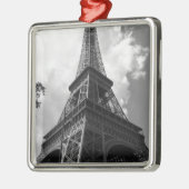 Schwarz-Weiß-Eiffelturm in Paris Silbernes Ornament (Links)