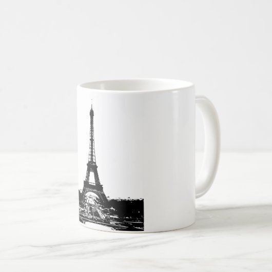 Schwarz-Weiß-Eiffelturm Kaffeetasse (VorderseiteRechts)