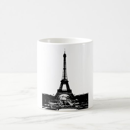 Schwarz-Weiß-Eiffelturm Kaffeetasse (Mittel)