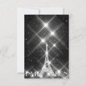 Schwarz-weiß Eiffelturm Paris Dimond Crystals G Einladung (Vorderseite)