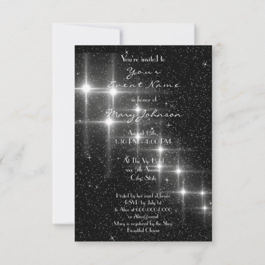 Schwarz-weiß Eiffelturm Paris Dimond Crystals G Einladung (Rückseite)