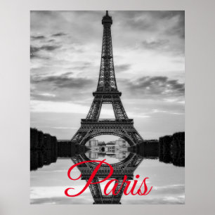 Schwarz Weiß Eiffelturm Paris Europäische Reise Poster