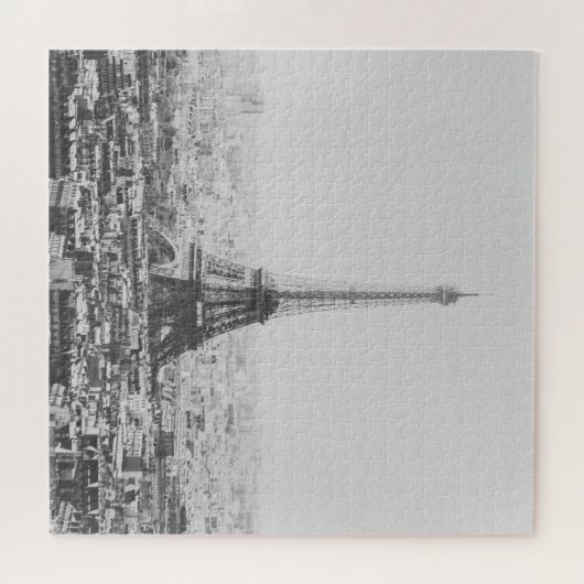 Schwarz-Weiß-Eiffelturm Paris Fotografie Puzzle (Horizontal)