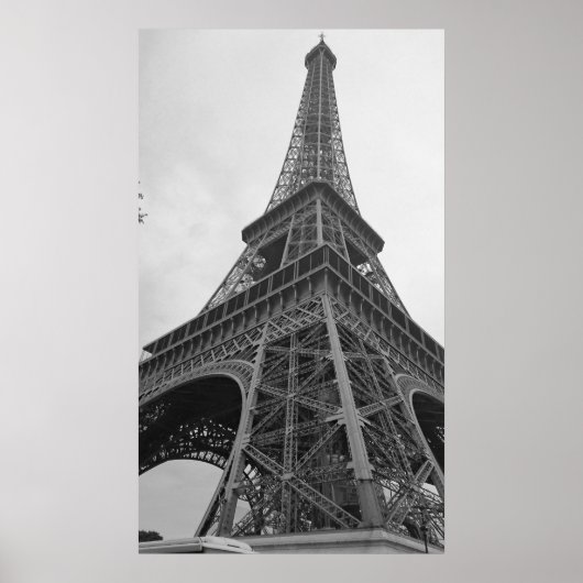 Schwarz-weiß Eiffelturm Paris Poster (Vorne)