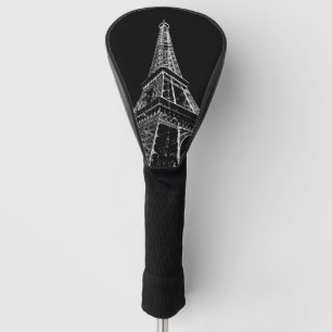 Schwarz Weiß Eiffelturm Paris Reise Vintage Golf Headcover