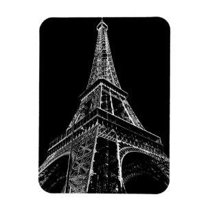 Schwarz Weiß Eiffelturm Paris Reise Vintage  Magnet