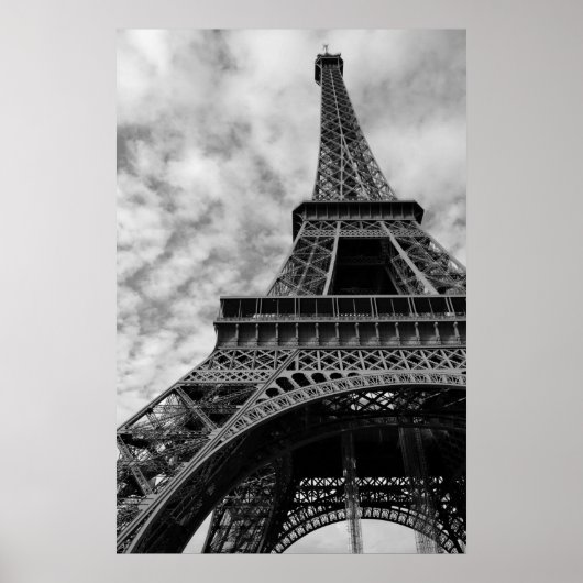 Schwarz-Weiß-Eiffelturm Paris Romantische Stadt Poster (Vorne)