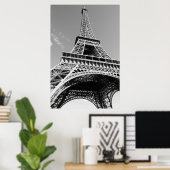 Schwarz-Weiß-Eiffelturm Paris Romantische Stadt Poster (Heimbüro)