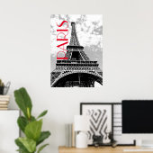 Schwarz-weiß Eiffelturm Paris Travel Poster (Heimbüro)