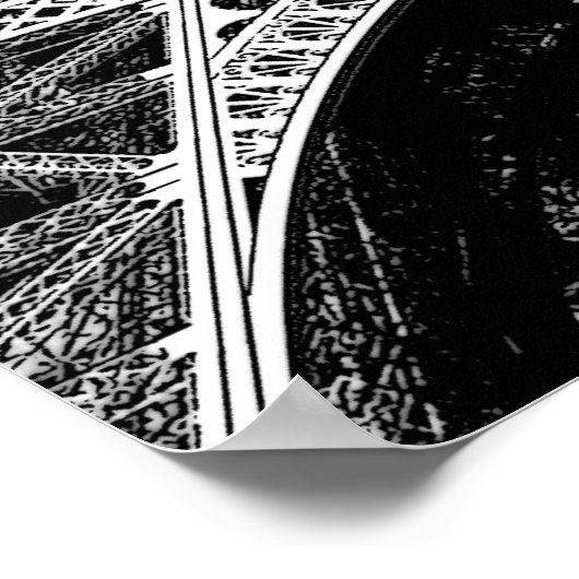 Schwarz-weiß Eiffelturm Paris Travel Poster (Ecke)