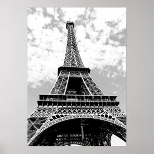 Schwarz-weiß Eiffelturm Paris Travel Poster