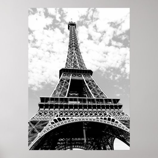 Schwarz-weiß Eiffelturm Paris Travel Poster (Vorne)