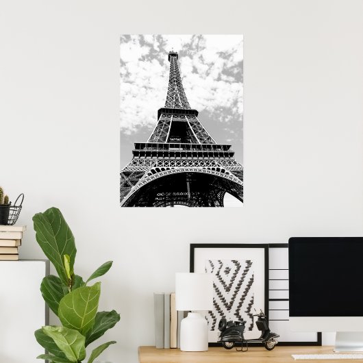 Schwarz-weiß Eiffelturm Paris Travel Poster (Heimbüro)