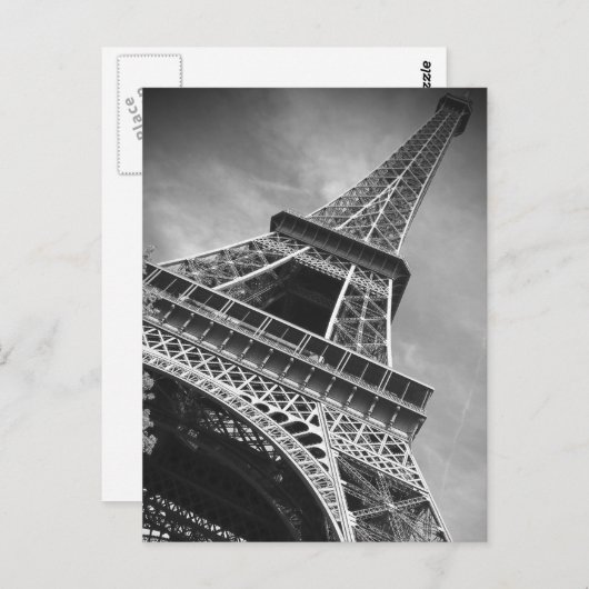 Schwarz-Weiß-Eiffelturm von unten - Paris Postkarte (Vorne/Hinten)