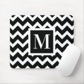 Schwarz-Weiß-Einfach-Minimal-Zigzag-Monogramm Mousepad (Mit Mouse)